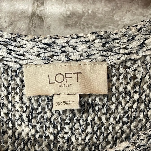 Loft Outlet Sweater Women’s Sz XS Navy & White Knit Melange 3/4” Sleeve - Picture 4 of 8